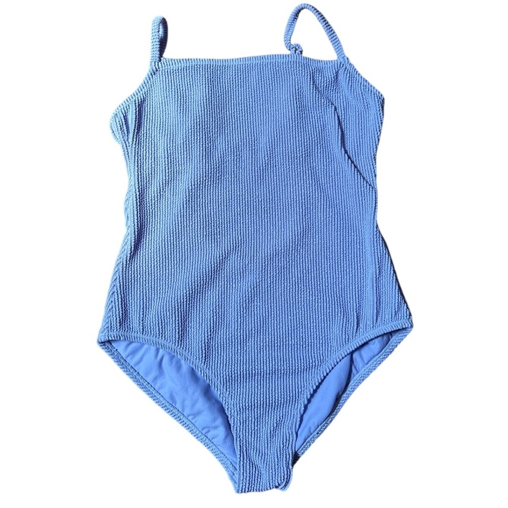 Kona Sol Swimsuit Women Purple Smocked Crinkle Open Back SIZE L